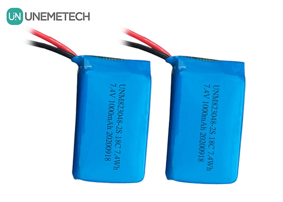 Batería LiPo de alta velocidad de descarga 2S / Batería de polímero de litio 18C 7.4v 1000mah 823048