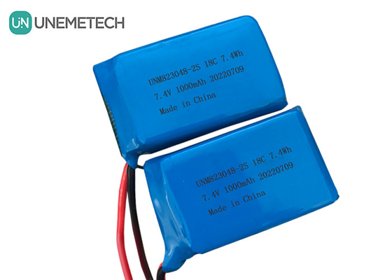 Batería LiPo de alta velocidad de descarga 2S / Batería de polímero de litio 18C 7.4v 1000mah 823048