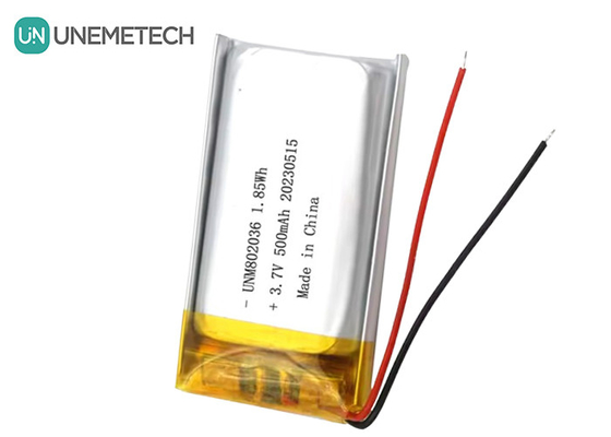 Unemetech 3.7V Batería de Li-ion Polímero 500mAh Batería de Litio Polímero 802036 1.85Wh Batería LiPo