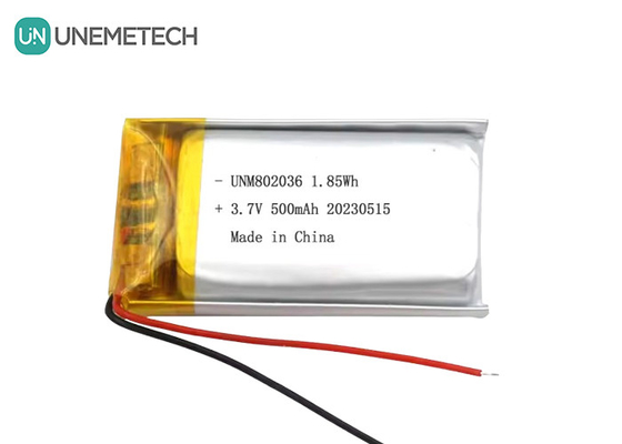 Unemetech 3.7V Batería de Li-ion Polímero 500mAh Batería de Litio Polímero 802036 1.85Wh Batería LiPo