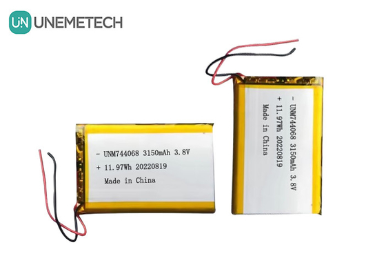 Batería recargable de alta tensión Lipo 3.8V 744068 3150mah Batería para sistema de seguimiento GPS