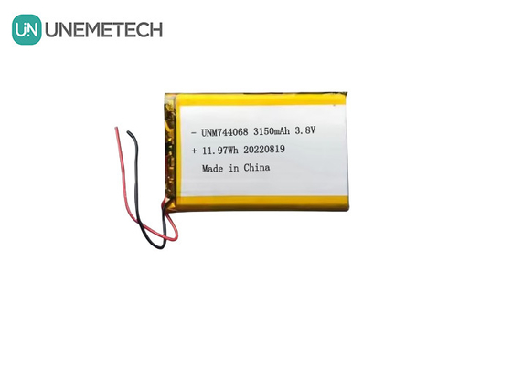 Batería recargable de alta tensión Lipo 3.8V 744068 3150mah Batería para sistema de seguimiento GPS