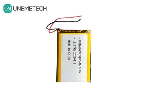 Batería recargable de alta tensión Lipo 3.8V 744068 3150mah Batería para sistema de seguimiento GPS