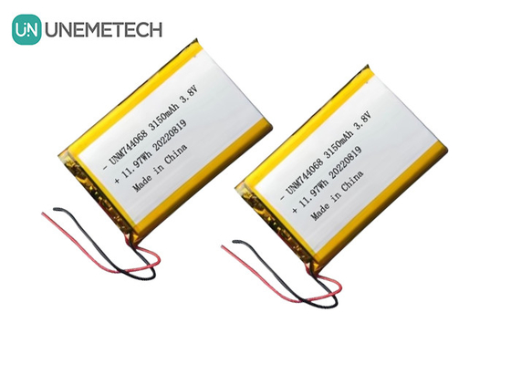 Batería recargable de alta tensión Lipo 3.8V 744068 3150mah Batería para sistema de seguimiento GPS