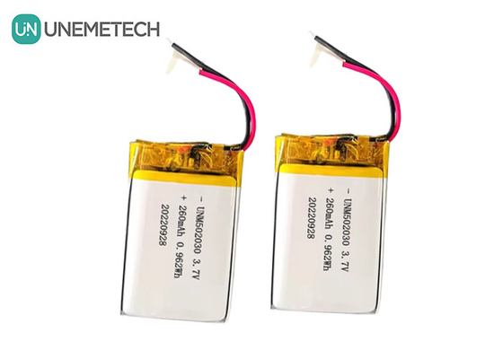 Baterías recargables de Lipo 502030 / 3.7V 260mAh Batería de litio de polímero personalizada pequeña