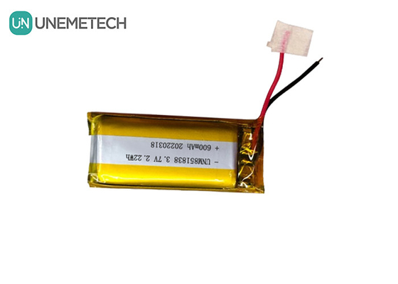Batería de iones de litio de plata personalizada de 600 mAh / 851838 Dispositivo de uso de 3.7V Batería de iones de litio de polímero