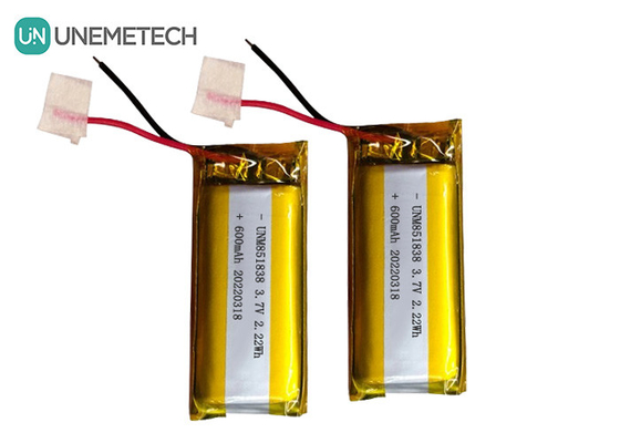 Batería de iones de litio de plata personalizada de 600 mAh / 851838 Dispositivo de uso de 3.7V Batería de iones de litio de polímero