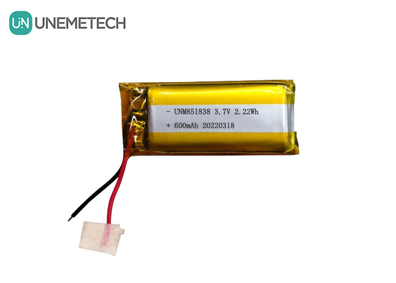 Batería de iones de litio de plata personalizada de 600 mAh / 851838 Dispositivo de uso de 3.7V Batería de iones de litio de polímero