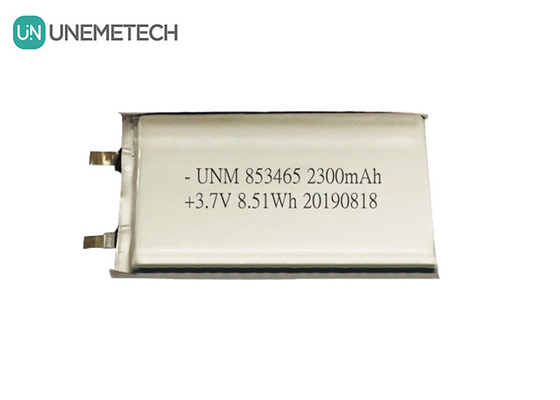 3.7V 2300mah Batería de polímero de litio de célula única 853465 con IEC 62133 para equipos médicos