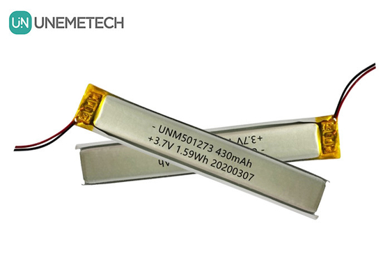 5.0*12.0*73.0mm Batería de polímero de litio / 3.7V 430mAh 501273 Batería Lipo fina para dispositivos Bluetooth