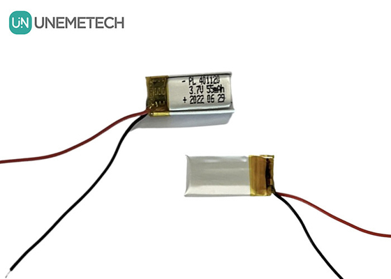 3.7V 55mAh Batería de polímero de litio pequeña 401120 Batería de Li Poly para luz led inteligente pequeña