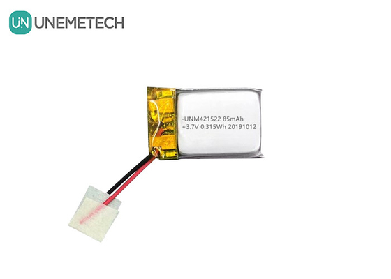85mAh 3.7V Batería de polímero de litio pequeña 421522 Recargable con PCM y alambre de plomo