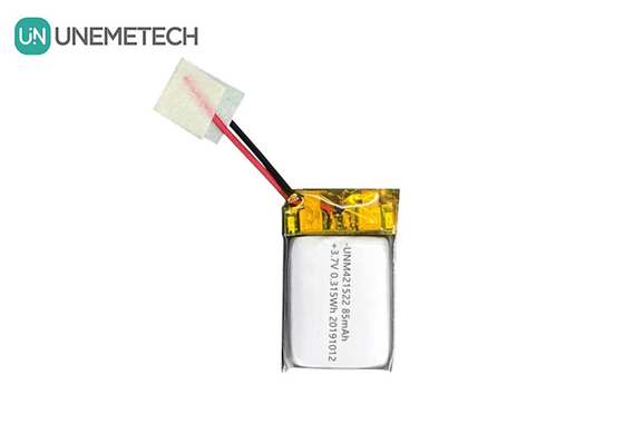85mAh 3.7V Batería de polímero de litio pequeña 421522 Recargable con PCM y alambre de plomo