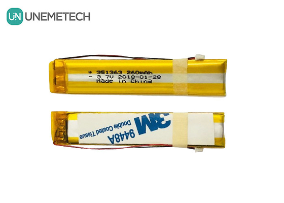 Largo estrecho 3.7V 260mAh Batería de polímero de litio personalizada 351363 Para gafas inteligentes