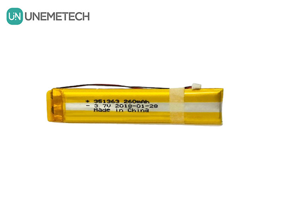 Largo estrecho 3.7V 260mAh Batería de polímero de litio personalizada 351363 Para gafas inteligentes