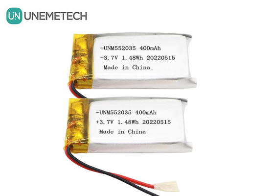 3.7V Batería recargable de iones de litio polímero 552035 400mAh Batería Li Po para dispositivo inalámbrico