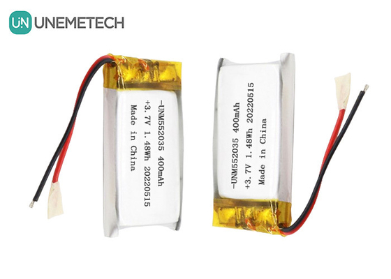 3.7V Batería recargable de iones de litio polímero 552035 400mAh Batería Li Po para dispositivo inalámbrico