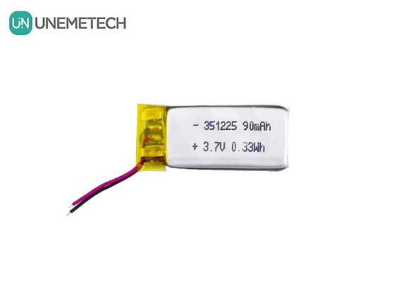 351225 Batería de Li-ion de polímero 3.7V 90mAh Recargable Batería de Li-ion ultra delgada