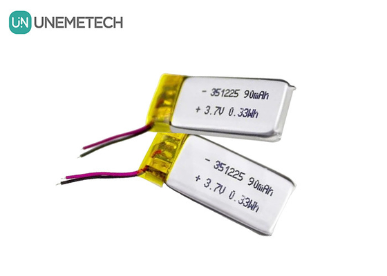 351225 Batería de Li-ion de polímero 3.7V 90mAh Recargable Batería de Li-ion ultra delgada