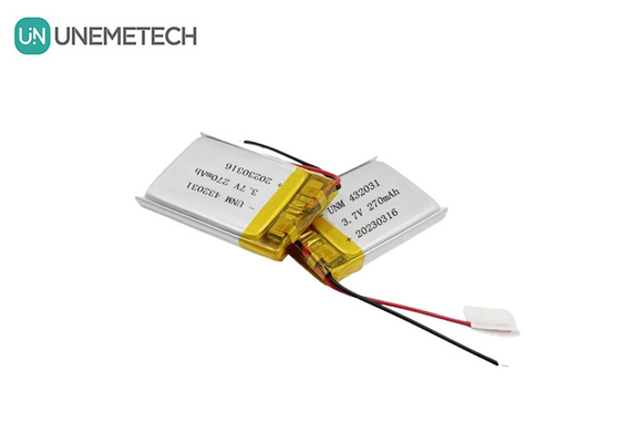 3.7V 270mAh 432031 Batería de polímero de litio para aparatos electrónicos