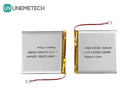 Batería de polímero de iones de litio 3.7V 550mAh 523436 Batería de polímero de li recargable para rastreador GPS