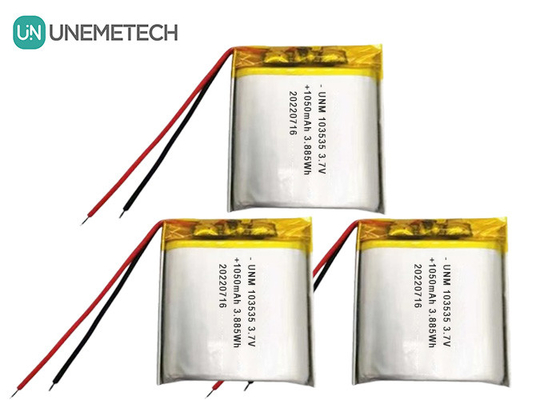 3.7V 1050mAh Diseño compacto personalizado Batería Lipo 103535 para proyectores en miniatura