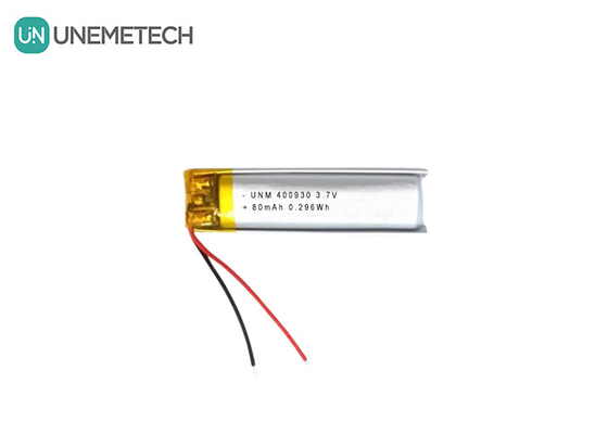 3.7V 80mAh 400930 Batería de polímero de litio personalizada de bajo peso para velas electrónicas