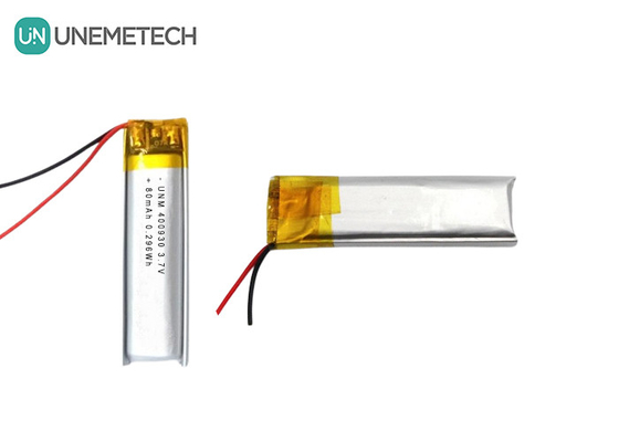 3.7V 80mAh 400930 Batería de polímero de litio personalizada de bajo peso para velas electrónicas