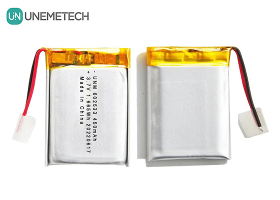 Recargable 3.7V 450mAh 602533 Batería Lipo de ciclo profundo para relojes inteligentes