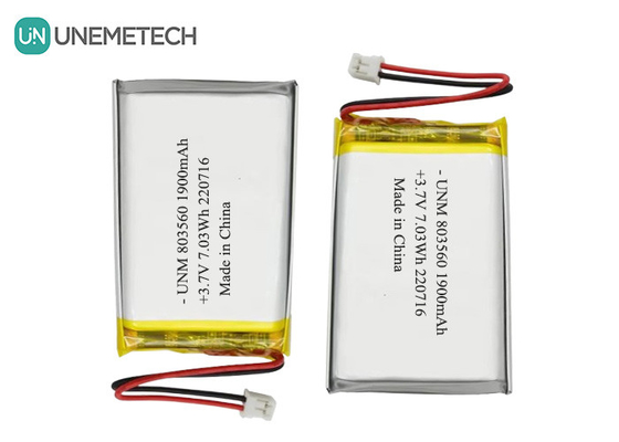 Batería de polímero de litio flexible recargable 3.7V 1900mAh 803560 para linternas
