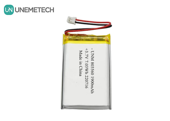 Batería de polímero de litio flexible recargable 3.7V 1900mAh 803560 para linternas