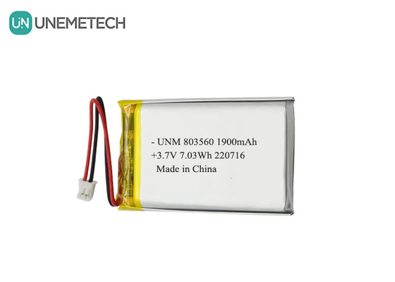 Batería de polímero de litio flexible recargable 3.7V 1900mAh 803560 para linternas