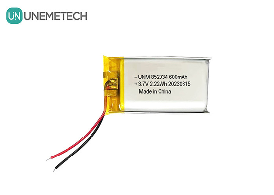 3.7V 600mAh 852034 Batería recargable de polímero de litio personalizada para auriculares