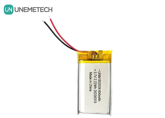 3.7V 600mAh 852034 Batería recargable de polímero de litio personalizada para auriculares