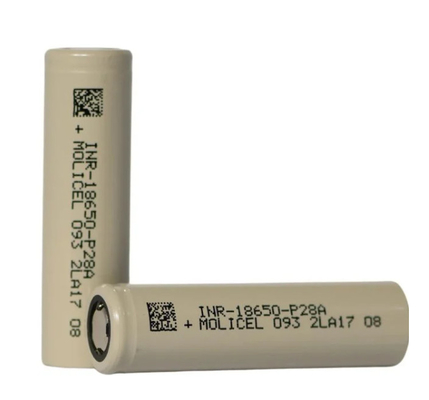 Molicel INR-18650-P28A 18650 Batería 3.6V 2800mAh con 35A de corriente de descarga continua máxima