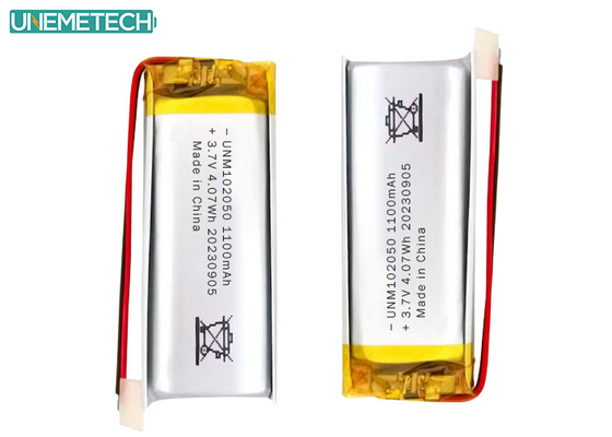 Batería Lipo personalizada 102050 3.7 V 1100mAh Li Polymer Battery Pack con aprobación CE
