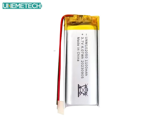 Batería Lipo personalizada 102050 3.7 V 1100mAh Li Polymer Battery Pack con aprobación CE