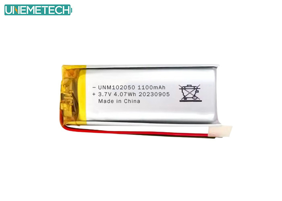 Batería Lipo personalizada 102050 3.7 V 1100mAh Li Polymer Battery Pack con aprobación CE