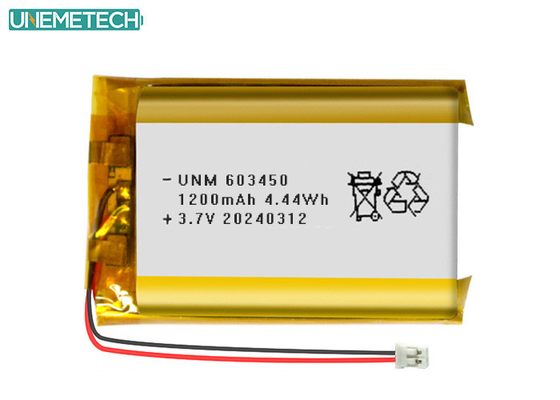 3.7V 1200mAh Batería recargable de polímero de litio 603450 con aprobación CE para electrónica