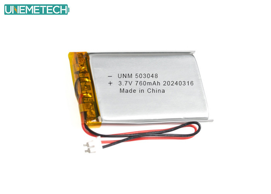 3.7 V 760mAh Batería de polímero de litio 503048 con aprobación CE para electrónica inteligente