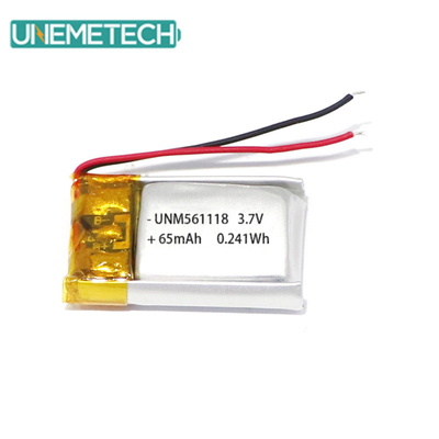 3.7V 65mAh 561118 Batería recargable y personalizable de polímero de litio para auriculares