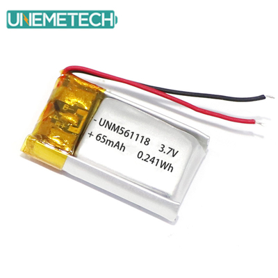 3.7V 65mAh 561118 Batería recargable y personalizable de polímero de litio para auriculares