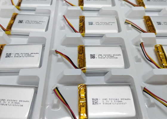 3.7V 950mAh 803040 Batería de iones de litio de polímero con Molex51021-3P para electrónica exterior